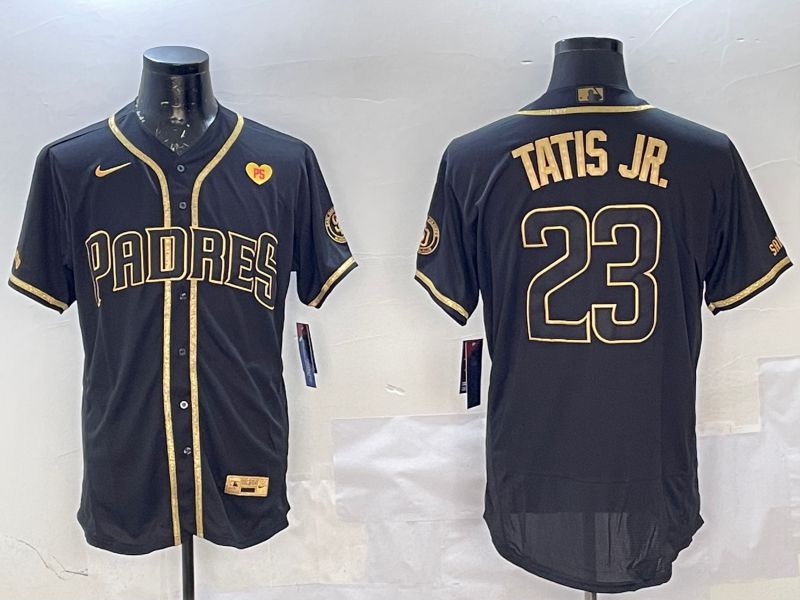 Men San Diego Padres #23 Tatis jr Black Gold Elite 2025 Nike MLB Jersey style 7->san diego padres->MLB Jersey